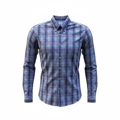 brooks brothers 346 Hemd BUNT kariert Slim Fit Herren LARGE BÜGELFREI