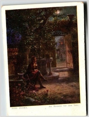 1900s Zatzka Painting Postcard Am Brunnen Galerie Wiener Künstler Photograph