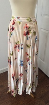 Jill Jill Stuart Floral-Print Pleated Maxi Skirt A Line Boho Cottagecore NWT 14