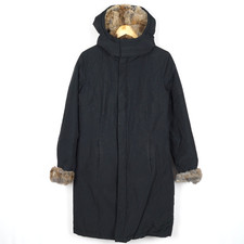WOOLRICH BOULDER COAT Damen Parka Jacke Gr.M Kaninchenfell Schwarz Daunen