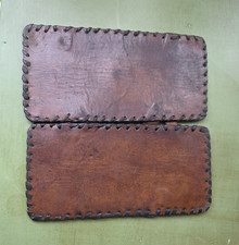 Men's Brown Folding Bifold Wallet Solid Pattern Stitched Accents Stitched Edges