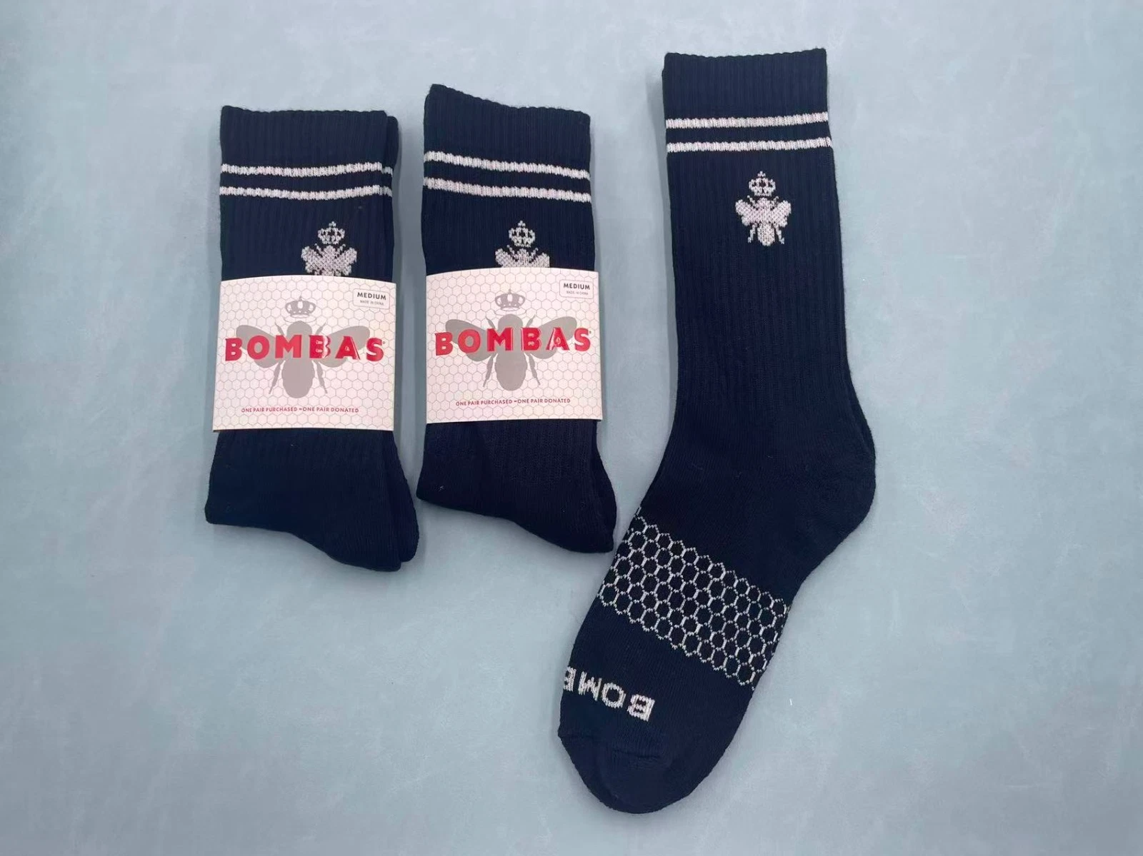 3 pairs BOMBAS Women's Running Calf socks Medium 8-10.5 Black