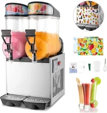ROVSUN Commercial Slush Machine 15Lx2 Frozen Drink Slushy Machine Smoothie Maker