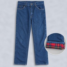 Vintage LL Bean Flannel Lined Jeans Mens 36x34 Made in USA Blue Denim Rugged