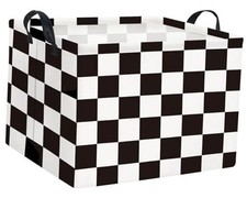Rectangular Car Basket for Boys Checkered Basket Kids Baby Storage Racing Flag