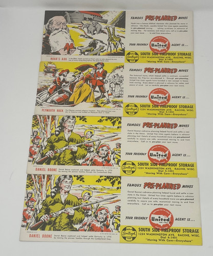 1949 United Van Lines Famous Pre-Planned Moves Ink Blotters, Daniel Boone, Noah