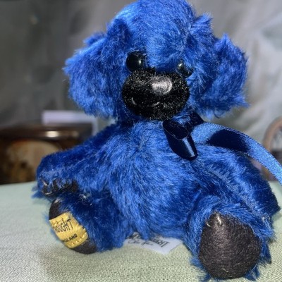 VINTAGE MERRYTHOUGHT BLAUER MICRO CHEEKY MOHAIR TEDDYBÄR - 5  - LIMITIERTE AUFLAGE 500