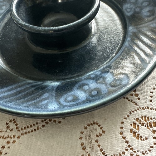 Lakeside Keramik Kanada Servierschale mit aufgesetztem Dipbecher 9" Hand geworfen dunkelblau - Bild 2 von 5