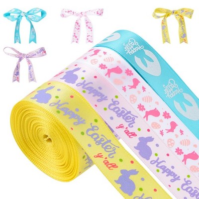 4 Rolls Easter Animal Theme Fabric Ribbons 20 Yards Total Wreath Making