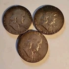 3 Franklin half dollars 1952 And Two 1953