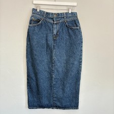 Levis Vintage Denim Skirt Women Size 14 Waist 29 Blue Maxi Made in USA Flaw