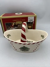 NEW in Box Spode Christmas Tree Peppermint Handle Basket 6.5” Serving Dish
