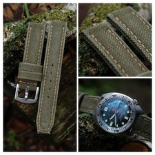 20 mm rugged Olive Khaki handmade canvas watch strap  Ready-to-Go  US-DutyPaid