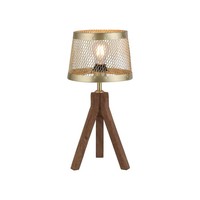 Tischleuchte Tischlampe Schreibtischlampe Mangoholz Beistelllampe Messing