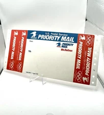 Vtg 1991 USPS Priority Mail Label 228 Graffiti Blue Top Blank Stamp Collector