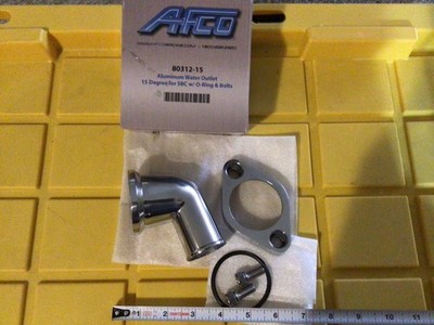 AFCO Aluminum Thermostat Housing 15 Degree Neck#80312-15 Chevy V8's 55-86 READ!