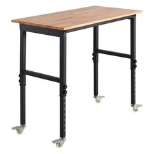 Uimoso 48 x 24 in Mobile Workbench with Adjustable Height and Oak Wood Surface
