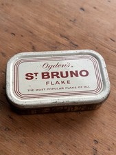 vintagte old St Bruno tobacco tin with microscope slides x 10