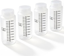 Plastic Bottles with Airtight Caps 16oz/500ml, Food Grade Wide Mouth Liquid