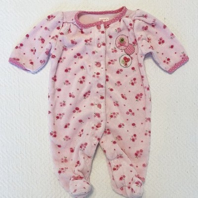 Baby Girl Clothes Vintage Carter's Newborn Pink Floral Terry Cloth Outfit