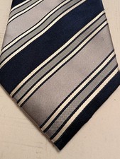 Donald J Trump Necktie Men 60" Silver Blue Stripe Signature Collection T9