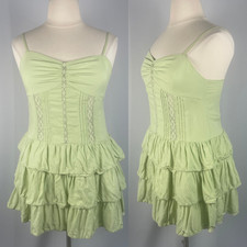 American Eagle Mini Dress Size XL Green Pastel Ruffle Coquette Fairy Grunge