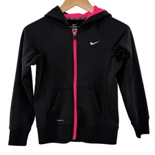 Kids Nike Therma-FIT Full Zip Hoodie Black Pink Youth Medium