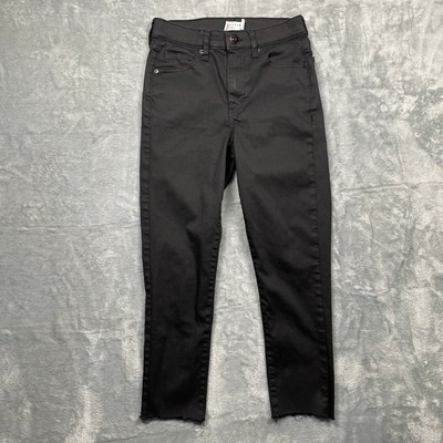 Topshop Jamie Jeans Womens 26 Black High Rise Raw Hem Skinny Denim