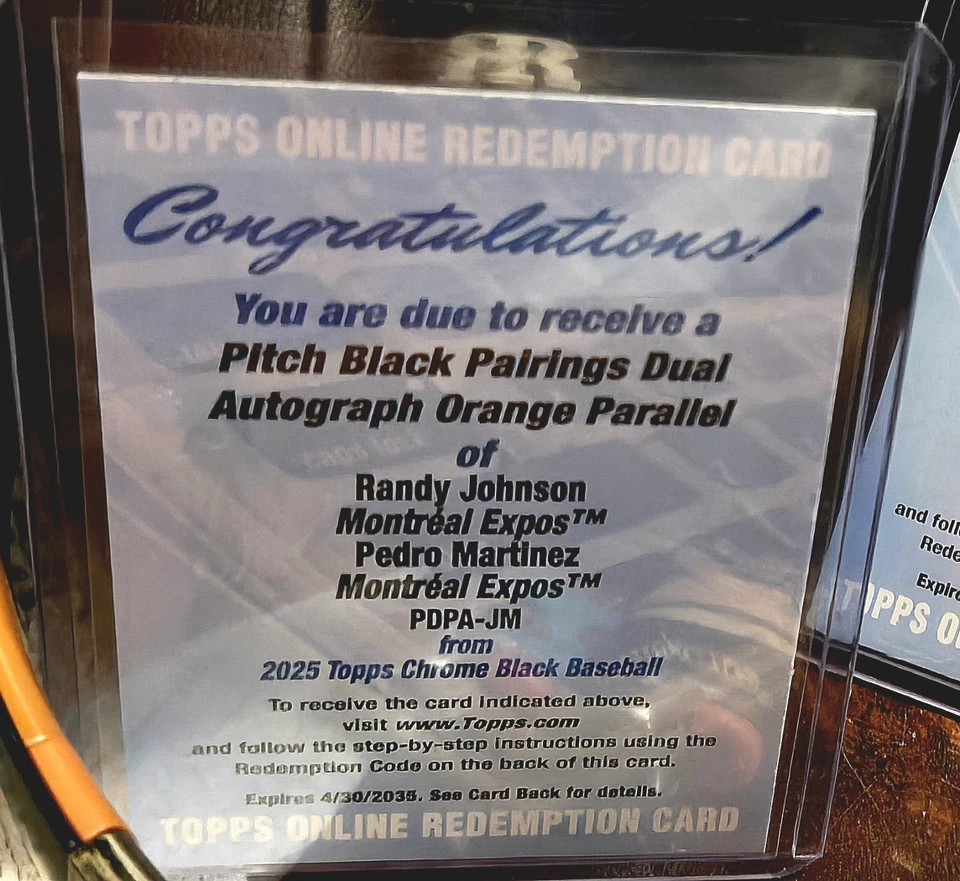 2025 Topps Chrome Black Randy Johnson  Pedro Martinez Dual Auto - Image 4 of 4