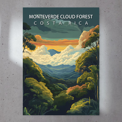 Monteverde Nebelwald 7x5 Poster Drucke, Wandbilder, Reiseposter, Retro Poster