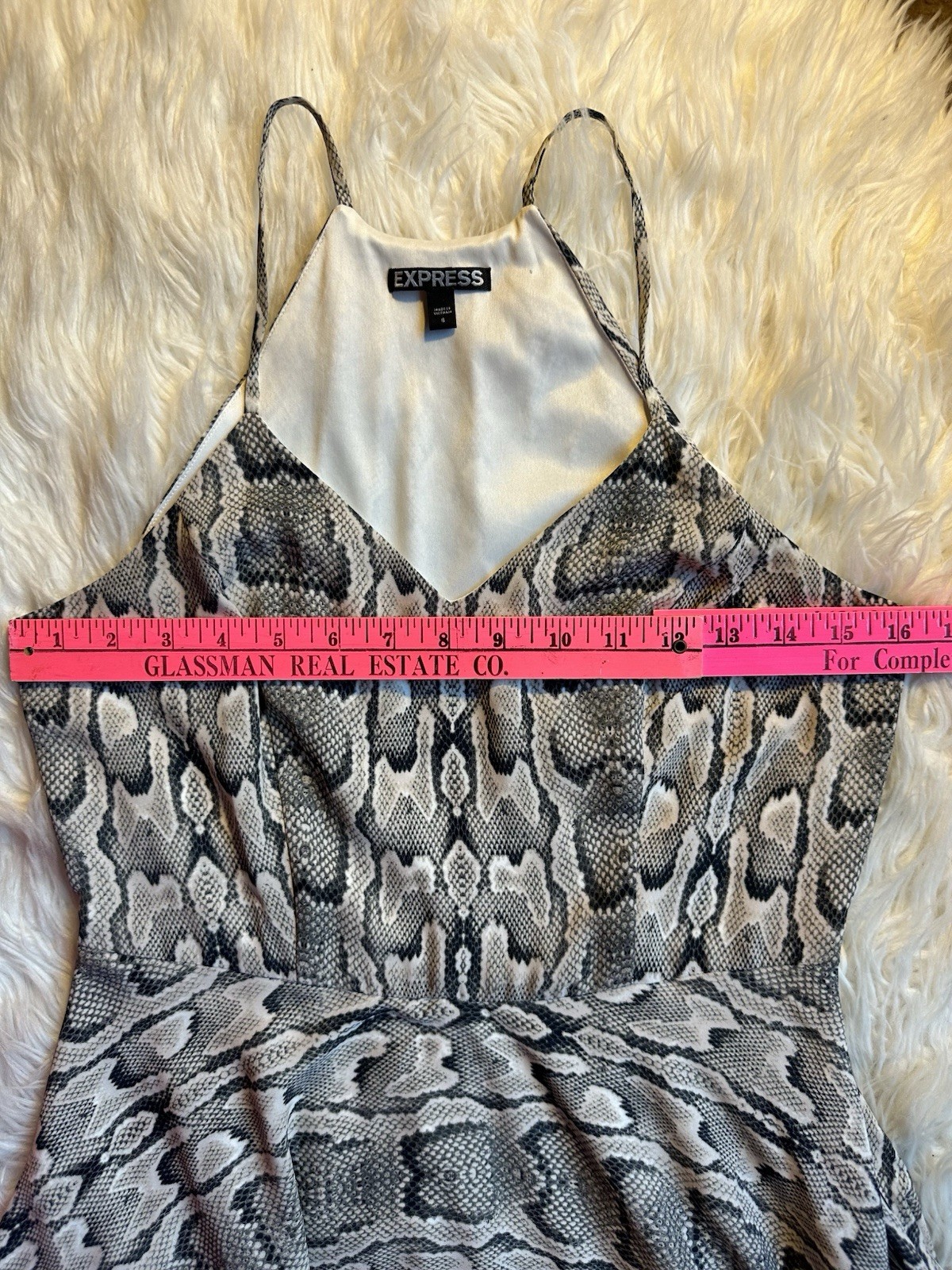 Express Python Snake Print Lined Halter Mini Dres… - image 9