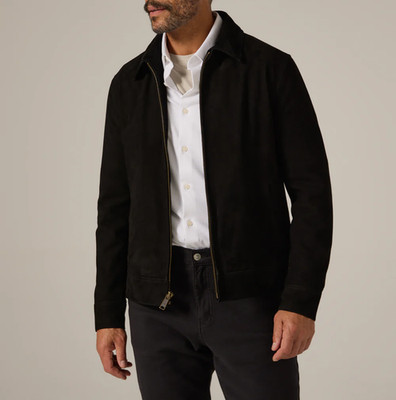 Cafe Racer Leather Jacket for Men Black Pure Suede Biker Motorcycle Custom Made