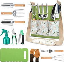 Grenebo All-In-One Garden Tool Set, 11-Piece Heavy Duty Gardening Tools with Erg