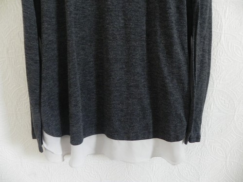 Loft Tunika Pullover anthrazit Strick/Elfenbein Chiffon Saum Langarm Pulli Gr. XL - Bild 8 von 8