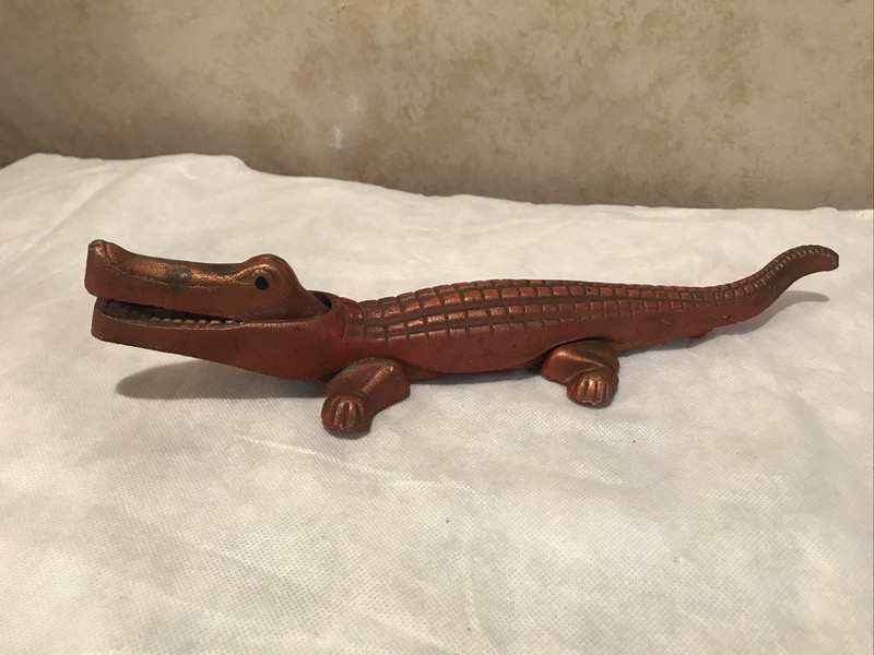 Vintage Red Alligator Cast Iron Nutcracker 13”