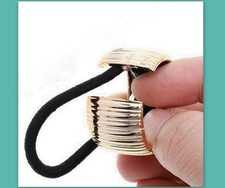 Minimalistic gold stripe metallic Ponytail holder hair cuff Decorative bling