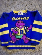 Vintage 1992 Barney Football Sweater Toddler Size Small 2T - 3T RARE 