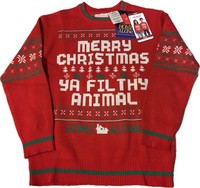 Merry Christmas Ya Filthy Animal Ugly Christmas Sweater  Kids Size Medium 8