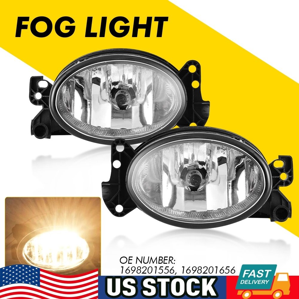 For Mercedes Benz C230 250 Clear Lens Pair Bumper Fog Lights Replacement Lamps