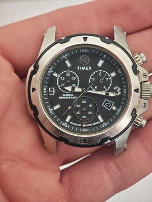 Timex Expedition Rugged Metal Field T49626 Chronograph Uhr läuft Vintage Defekt