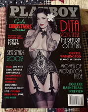 Playboy Magazine - December 2002 Dita Von Teese Denzel Washington Tom Arnold