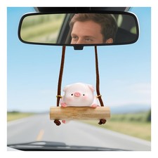 Pig Car Hanging Ornament Cute Swinging Pig Auto Rear View Mirror Pendant Lo...