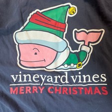 Vineyard Vines Youth Large Navy Long Sleeve Tee  Merry Christmas  MSRP 42