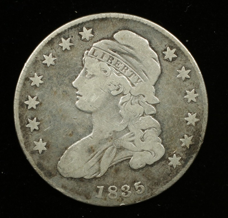 1835 Capped Bust Half Dollar 50C Silver RAW Fine (#SLC00422)