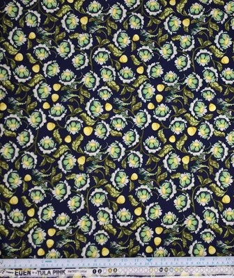 FREE SPIRIT FABRIC Tula Pink Eden Lotus Midnight OOP Fat Quarter 100% Cotton Quilting Fabric