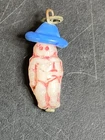 Cracker Jack Prize Man in hat Czech Milk Glass Charm Premium Vintage