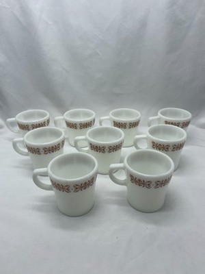Vintage Pyrex Corning USA Copper Filigree Coffee Restaurant Ware Mugs Set Of 9