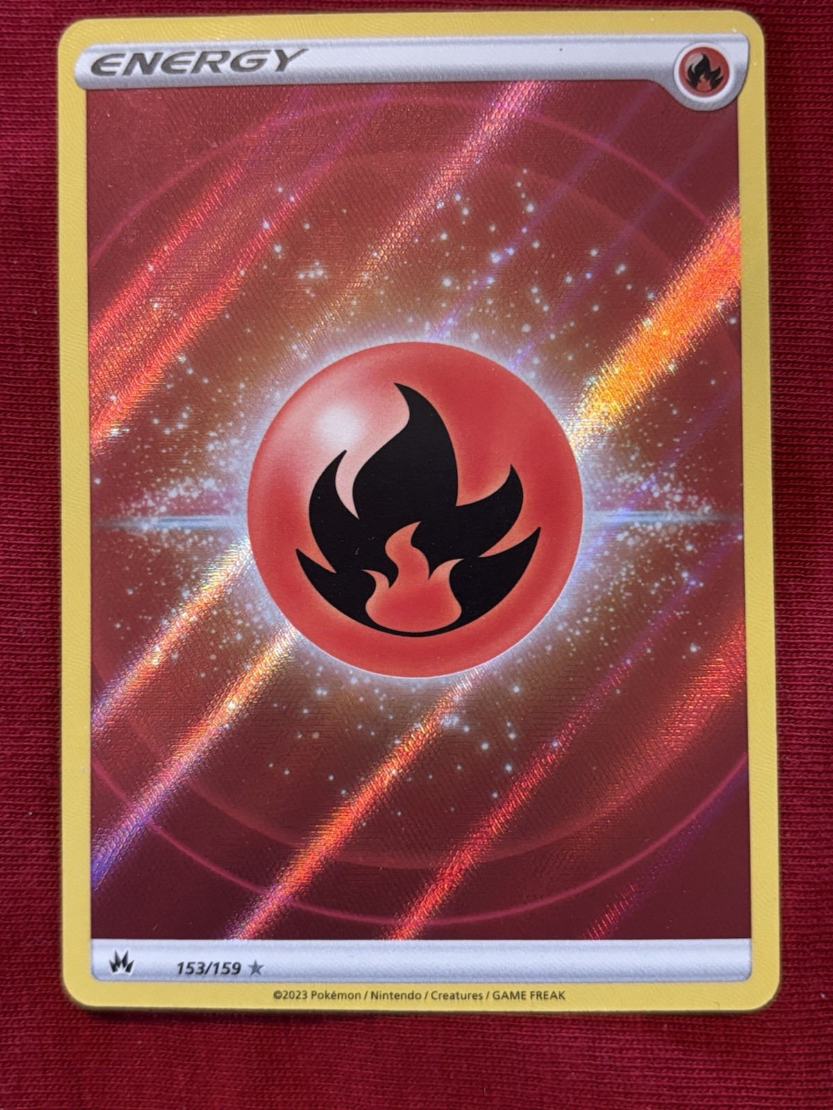 Fire Energy 153/159 Pokemon Crown Zenith Texture Full Art Ultra Rare Holo NM