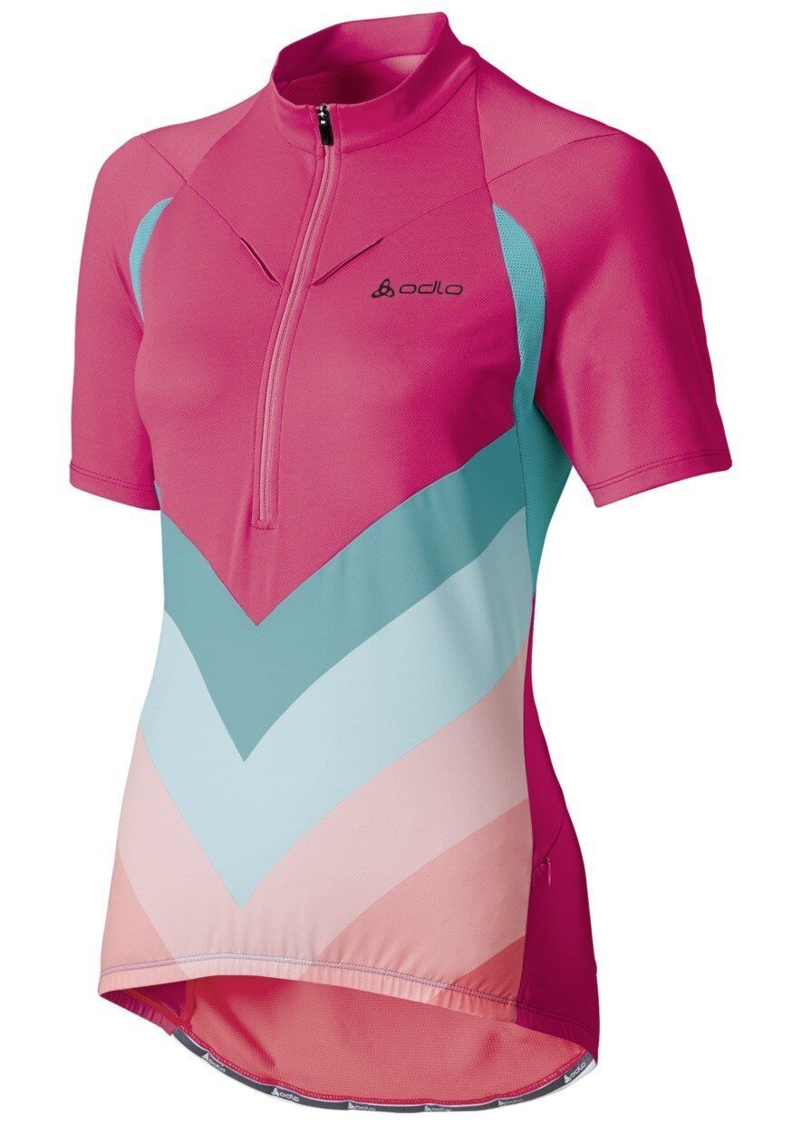 Odlo Bici da Corsa Maglia [ Erl XL] Alto Collare Manica Corta 1/2 Cerniera Nino