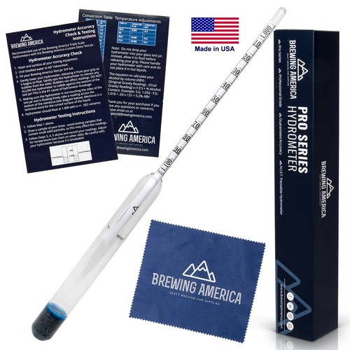 American-Made Precision Hydrometer Alcohol by Volume ABV Tester β Accurate Fi...
